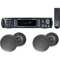(4) Black Ceiling Speaker System+Bluetooth Amp/Receiver 4 Restaurant/Office