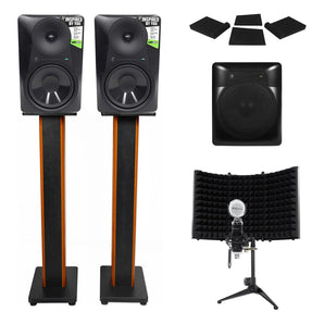 2) Mackie MR824 8” Studio Monitors+10" Active Sub+Mic+Mount+36" Stands+Pads