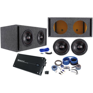 (2) American Bass XFL-1244 2000w 12" Subwoofers+Vented Sub Box+Amplifier+Amp Kit