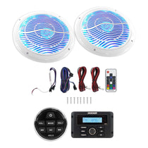 KMC3 Digital Media Receiver w/Bluetooth+Remote+(2) 6.5" White LED Speakers