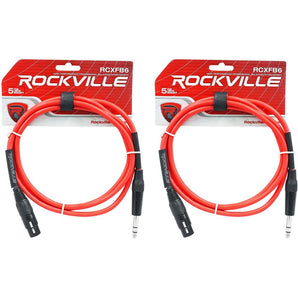 2 Rockville RCXFB6R Red 6' Female REAN XLR to 1/4'' TRS Balanced Cables OFC