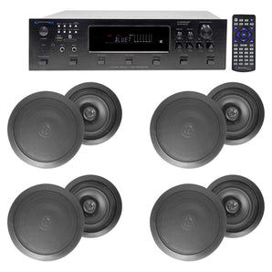 6000w (6) Zone, Home Theater Bluetooth Receiver+(8) Black 6.5" Ceiling Speakers