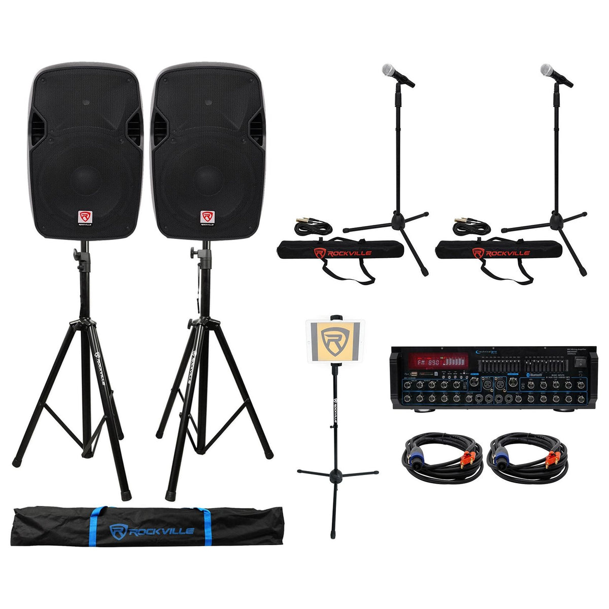 SPGN124 2-Pack + MM2000BT Bluetooth Mixer Amplifier Bundle