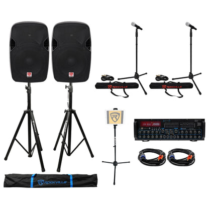 SPGN124 2-Pack + MM2000BT Bluetooth Mixer Amplifier Bundle