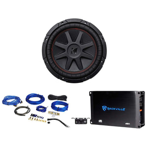 Kicker 43CVR104 COMPVR 700w 10" DVC Car Audio Subwoofer+Mono Amplifier+Amp Kit