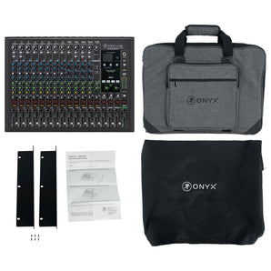 Mackie ONYX16 16-Channel Analog Mixer w/USB/EQ/Bluetooth+Bag+Cover+Rack Kit