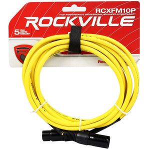 Rockville RCXFM10P-Y Yellow 10' Female to Male REAN XLR Mic/Speaker Cable