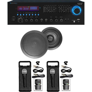 Home Karaoke Machine System w/ Bluetooth+(2) 8" Black Ceiling Speakers
