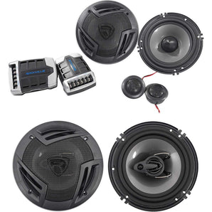 Pair Rockville RV65.2C 6.5" Component Car Speakers+6.5" Coaxial 3-Way Speakers