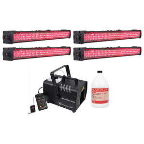 (4) American DJ MEGA GO BAR 50 RGBA Battery Powered DMX Wash Lights+Hazer+Fluid