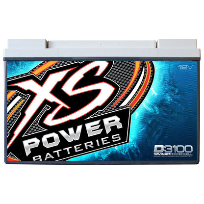 XS Power D3100 5000 Amp Power Cell Car Battery + Hardware + Power/Ground Wires