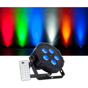 (4) American DJ ADJ MEGA HEX PAR Can RGBWA+UV Slim LED Wash Light Up-Lights+Bags