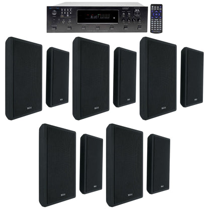 H12X500UBT 6-Zone Receiver & 5x RockSlim Black 5.25" Speaker Bundle