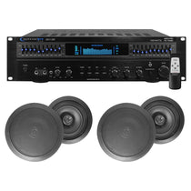 RX113 Home Theater Amplifier Receiver + (4) 6.5" Black Ceiling Speakers