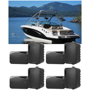 (8) Rockville HP4S-8 Black 4" Marine Box Speakers with Swivel Bracket For Boats