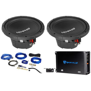 2) Memphis Audio SRX1040 10" 400 Watt SRX 4 Ohm Car Subwoofers+Amplifier+Amp Kit