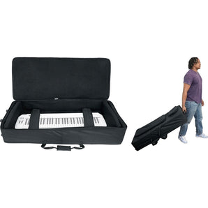 Rockville 61 Key Keyboard Case w/ Wheels+Trolley Handle For Yamaha PSR-S975