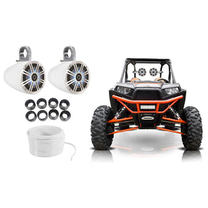 (2) KICKER 6.5" 390w Tower Speakers w/LED Lights For Polaris RZR/ATV/UTV/Cart