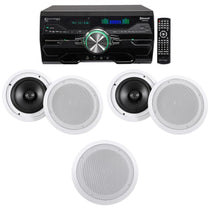 4000W Bluetooth DVD Receiver with (6) 8" White Ceiling Speakers