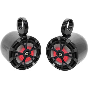 (2) Rockville RKL80MB 8" 900 Watt Marine Wakeboard LED Tower Speakers in Black