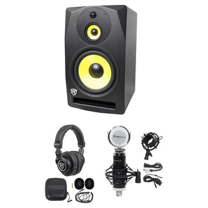 Rockville DPM10B 10" 400w Powered 3-Way Studio Monitor Speaker+Headphones+Mic