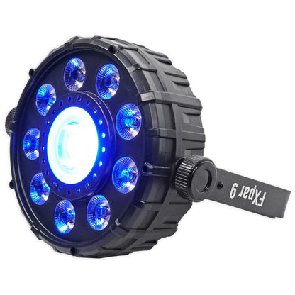 (4) FX Par 9 DMX Multi-Effect LED, SMD RGB+UV Strobe Par Lights