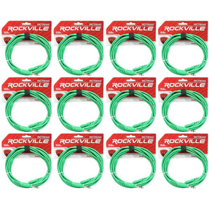 12 Rockville RCTR110G Green 10' 1/4'' TRS to 1/4'' TRS  Cable 100% Copper