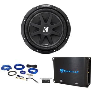 KICKER 43C104 Comp 10" 300 Watt Car Audio Subwoofer Sub+Mono Amplifier+Amp Kit