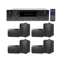 H12X500UBT 6-Zone Receiver & 4x HP4S-8 Black 4" Speaker Bundle