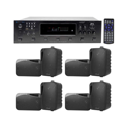 H12X500UBT 6-Zone Receiver & 4x HP4S-8 Black 4" Speaker Bundle