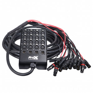 ProX XC-SB164XLR50 50' XLR Stage Extension Box with 16 XLR-F+4 XLR-M Snake Cable