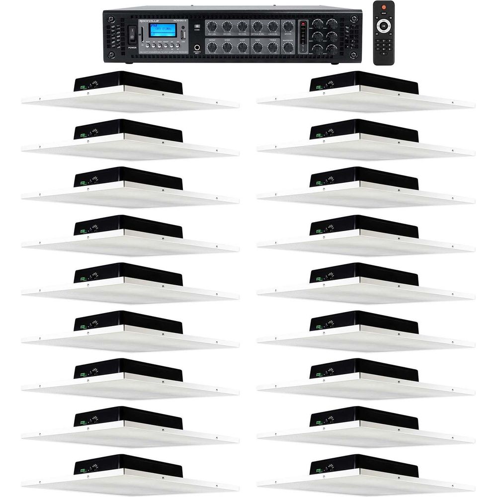 Office/Restaurant Audio Pack 18) Drop Ceiling Tile Speakers+6-Zone Amp