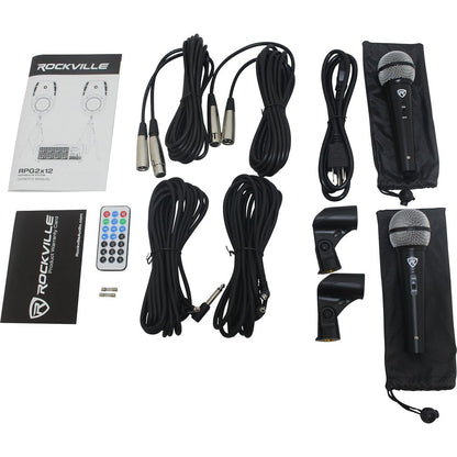 Rockville 12" Church Speakers+Mixer+Stands+Mics+Bluetooth 4 Church Sound Systems
