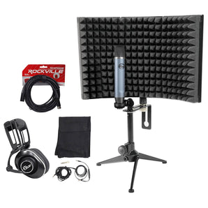 Blue Ember Recording Microphone Mic+Lola Black Studio Headphones+Vocal Shield
