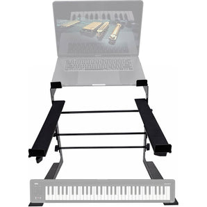 Rockville Dual Shelf Laptop+Controller Stand for Korg microKEY-61 Keyboard