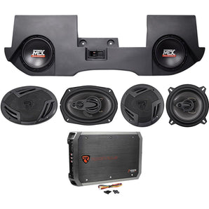 Dual 10" MTX Subwoofers+Box+(4) Speakers+Amp For 2002-16 Dodge Ram Quad/Crew Cab