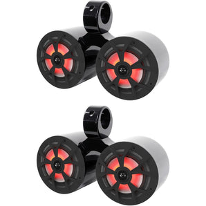 2 Rockville RKL65MBW Dual 6.5" Marine Wakeboard LED Speakers+2) Color Grilles