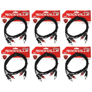 6 Rockville RCDR10B 10' Dual Mono RCA to RCA Patch Cable 100% Copper