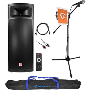 Karaoke Machine System w/(1) Dual 15" 1500w Speaker+Mic+Stand w/Tablet Mount