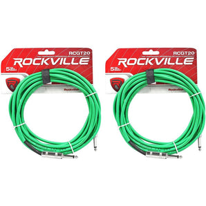 2 Rockville RCGT20G 20'  1/4" TS to 1/4'' TS Guitar/Instrument Cable