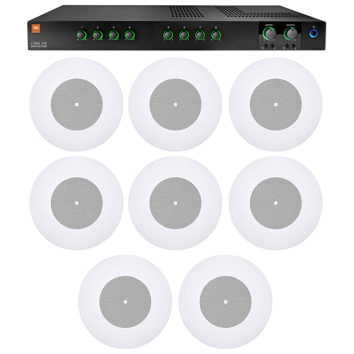 CSMA240 2 x 40W Amplifier + (Qty 8) 8" Ceiling Speaker Package