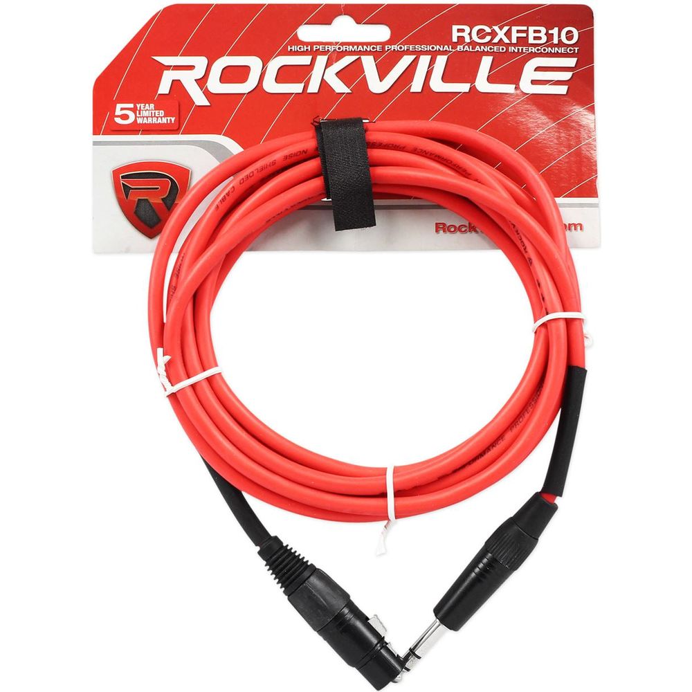 6-Pack 10' Female REAN XLR to 1/4" TRS Balanced Cables (3 Colors x 2)