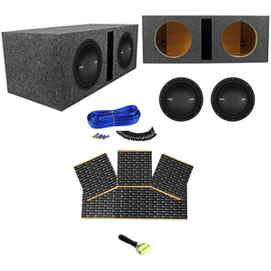 (2) Polk Audio MM1042DVC 10” 2400w Subwoofers+Vented Sub Box Enclosure+Rockmat