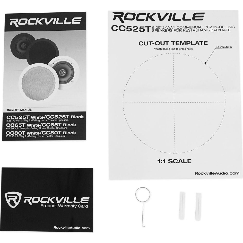 Commercial Amp+12) 5.25" 2-Way White Ceiling Speakers 4 Hotel/Office