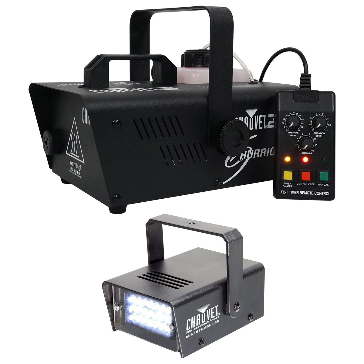 H1200 Hurricane 1200 Compact Fog Machine W/Remote Timer+Strobe Light