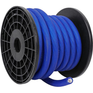 Rockville R0G20BLUE 0 Gauge 20 Foot Spool Blue Car Amp Power+Ground Wire Cable
