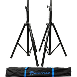 (2) Rockville Tripod DJ PA Speaker Stands+Carry Case+Scrims+ (2) RGB Par Lights