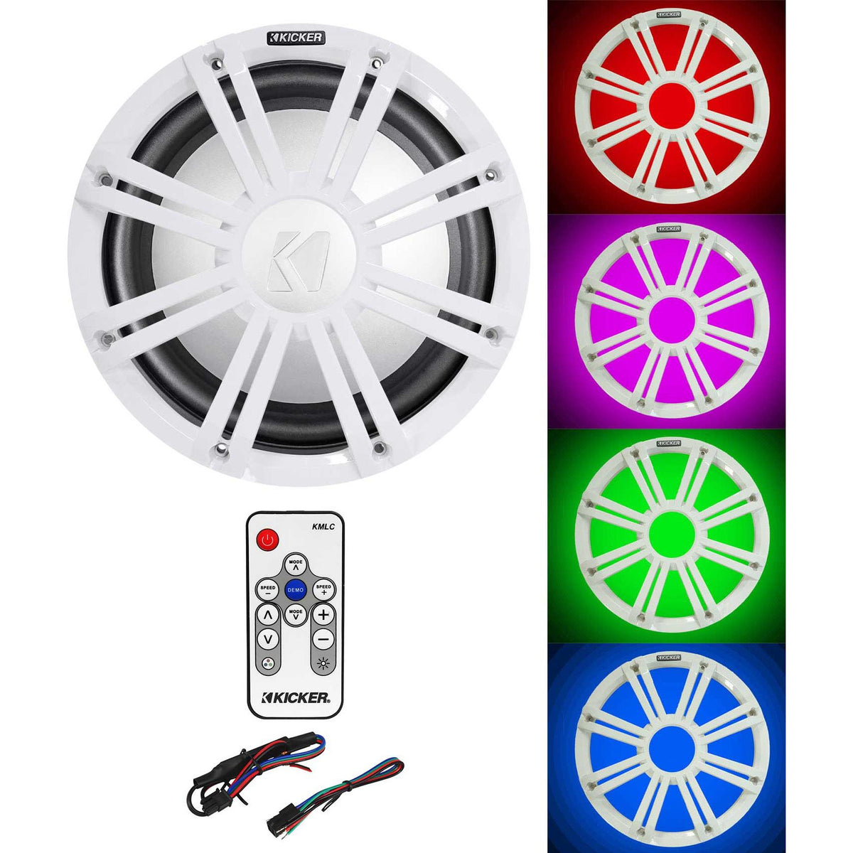 45KMF102 10" Free Air Marine Subwoofer, White LED Grille & Remote