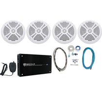 RMSTS80W White 8" Marine Speakers 4-Pack + KRYPTON MF4 Amplifier Bundle