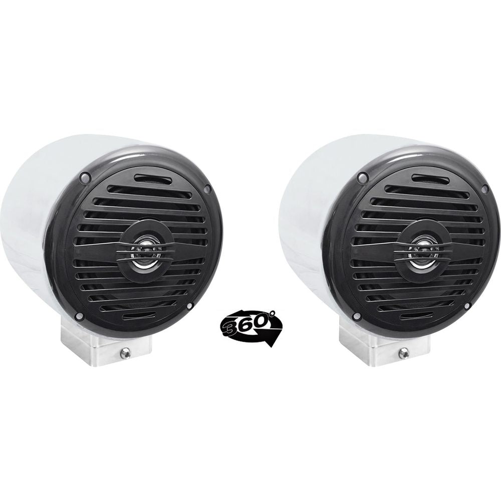 5.25" 360 Degree Swivel Chrome Surface Mount Boat Speakers